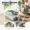 i.Pet Cat Litter Box Stainless Steel Semi-Enclosed Large Grey