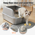 i.Pet Cat Litter Box Stainless Steel Semi-Enclosed Large Grey