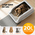 i.Pet Cat Litter Box Stainless Steel Semi-Enclosed Large Grey