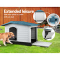 i.Pet Dog Kennel XL Blue Outdoor Plastic Puppy Pet Cabin Shelter