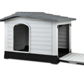 i.Pet Dog Kennel XL Extra Large Outdoor Plastic Pet Cabin Shelter Grey