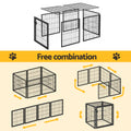 i.Pet Large Dog Crate 129cm Black Playpen Puppy Pen Enclosure