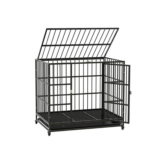 i.Pet Dog Cage Crate Large Metal Puppy Kennel Wheels Tray