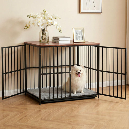 i.Pet Dog Crate Furniture 93cm Wooden Black Cage Puppy