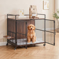 i.Pet 2-in-1 Wooden Dog Crate 99cm Pet Cage Furniture End Table Wheels Black