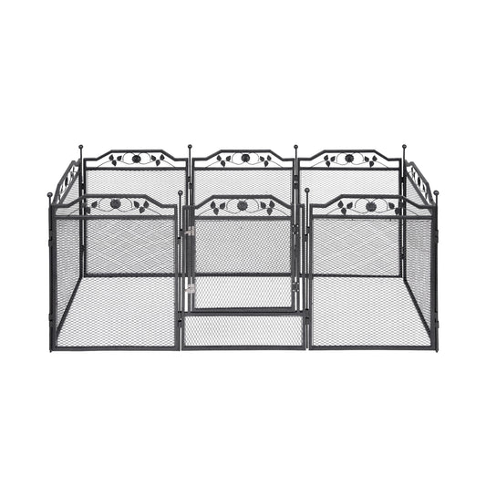 i.Pet Dog Playpen Heavy-Duty 8 Panel Black Enclosure Indoor Outdoor