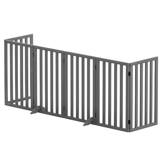 i.Pet Dog Gate Playpen Enclosure 6 Panels Pet Door Fence Wooden Play Pen Stair