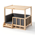 i.Pet 2in1 Dog Kennel Crate Furniture Grey Bedding Wooden House Indoor