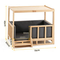i.Pet 2in1 Dog Kennel Crate Furniture Grey Bedding Wooden House Indoor