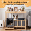 i.Pet 2in1 Dog Kennel Crate Furniture Grey Bedding Wooden House Indoor