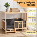 i.Pet 2in1 Dog Kennel Crate Furniture Grey Bedding Wooden House Indoor