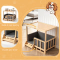 i.Pet 2in1 Dog Kennel Crate Furniture Grey Bedding Wooden House Indoor