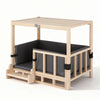i.Pet 2in1 Dog Kennel Crate Furniture Grey Bedding Wooden House Indoor