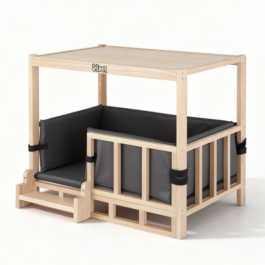 i.Pet Dog Kennel Crate Furniture Grey Wooden House Bed Indoor