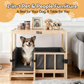 i.Pet Dog Kennel Crate Furniture Grey Wooden House Bed Indoor