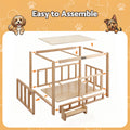 i.Pet Dog Kennel Crate Furniture Grey Wooden House Bed Indoor