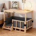 i.Pet Dog Kennel Crate Furniture Grey Wooden House Bed Indoor