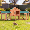 i.Pet Chicken Coop Rabbit Hutch 220x44x84cm Wooden Outdoor Cage