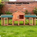 i.Pet Chicken Coop Rabbit Hutch 220x44x84cm Wooden Outdoor Cage