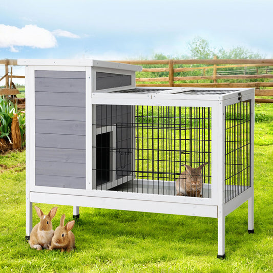 i.Pet 97cm Rabbit Hutch Chicken Coop Wooden Large Run Outdoor