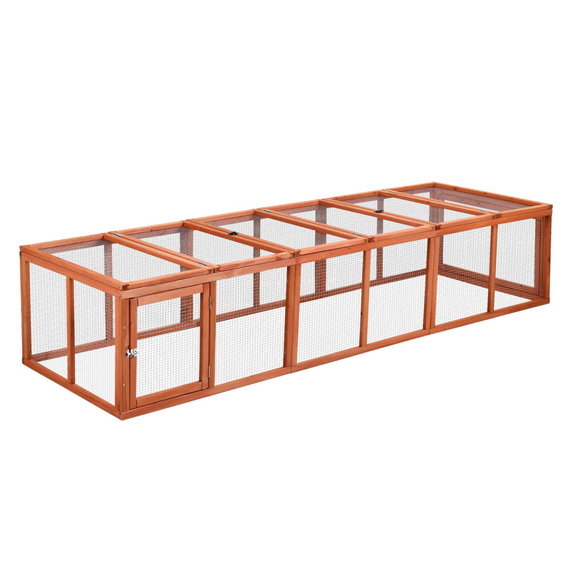 i.Pet Wooden Chicken Coop Rabbit Hutch Large Outdoor Cage Brown
