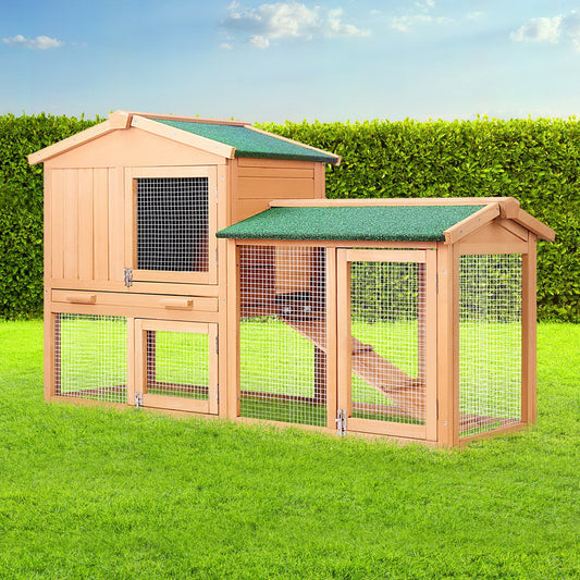 i.Pet Chicken Coop Rabbit Hutch 138cm Wooden Cage Run