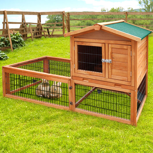 i.Pet Chicken Coop Rabbit Hutch 155x49x90cm Wooden Run