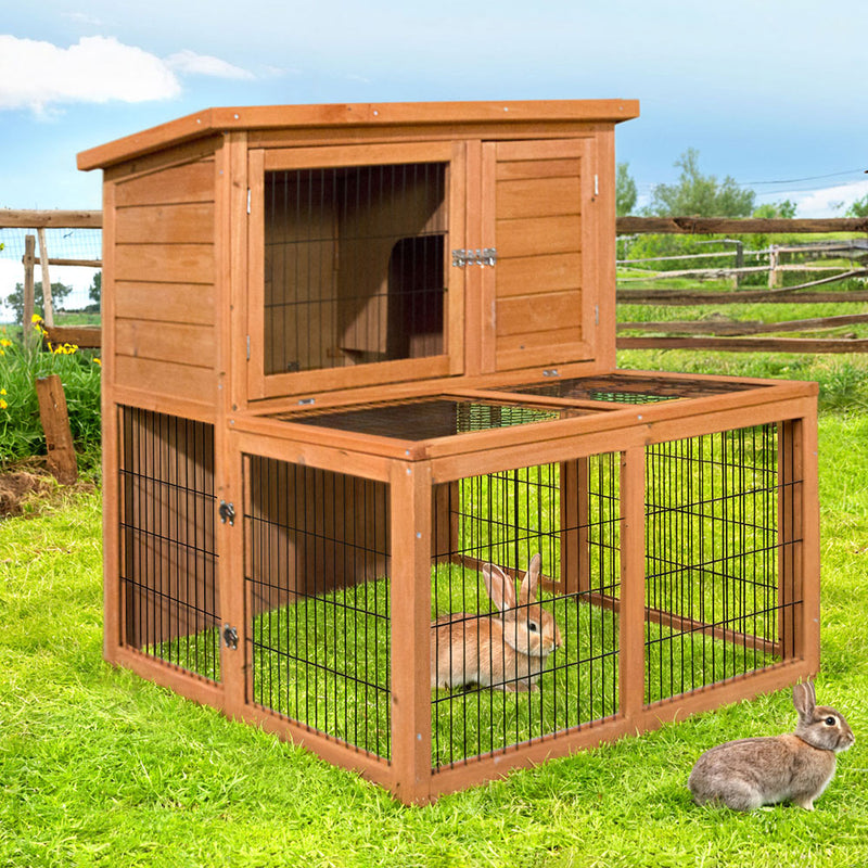 i.Pet Chicken Coop Rabbit Hutch 96cm Wooden Outdoor House