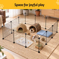 i.Pet Dog Playpen 12 Panels Pet Playpen 35x35cm Iron DIY Enclosure for Small Animals