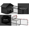 i.Pet Rabbit Cage Hutch 162x60cm Metal Enclosure