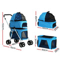 i.Pet Large Pet Stroller Dog Pram Cat Carrier 4 Wheels Foldable
