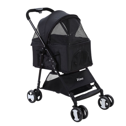 i.Pet Pet Stroller Large 4 Wheels Foldable Dog Cat Carrier Black