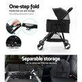 i.Pet Pet Stroller Large 4 Wheels Foldable Dog Cat Carrier Black