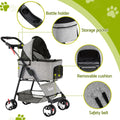 i.Pet Pet Stroller Pram Dog Large Cat Carrier Travel Strollers 4 Wheel Foldable