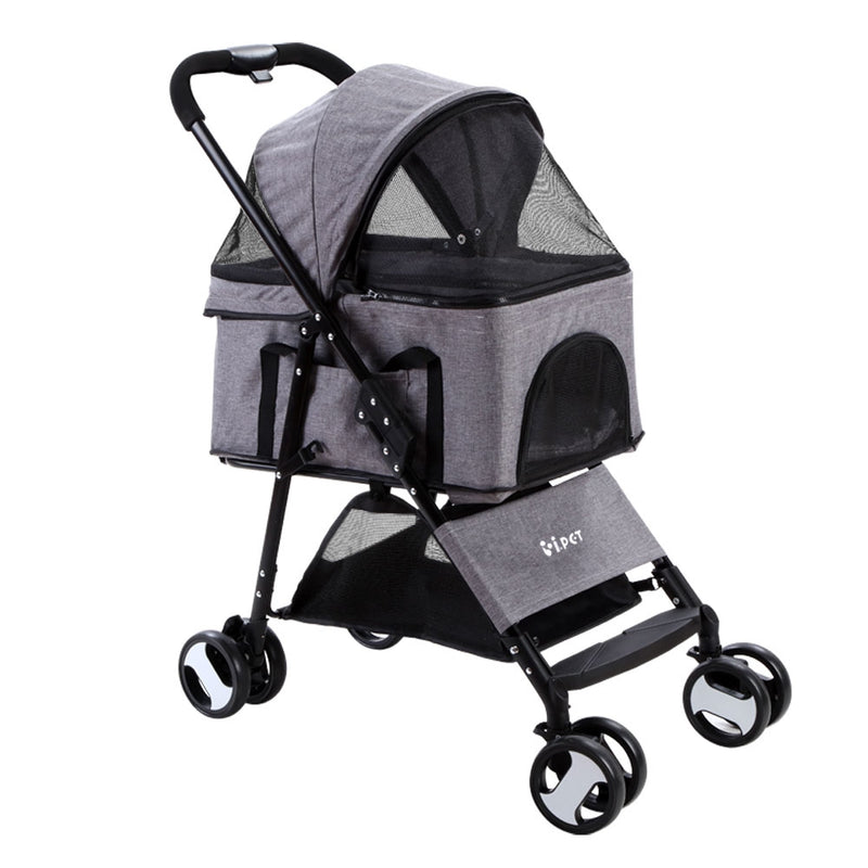 i.Pet Large Pet Stroller Cat Dog Pram Pushchair Foldable Grey