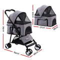 i.Pet Large Pet Stroller Cat Dog Pram Pushchair Foldable Grey