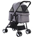 i.Pet Large Pet Stroller Cat Dog Pram Pushchair Foldable Grey