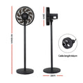 Devanti Pedestal Fan with Remote, 7 Speeds 3 Heights DC Motor, Black