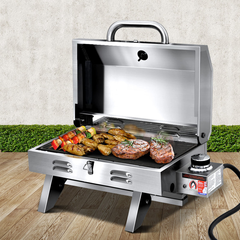 Grillz Portable Gas BBQ Grill Double Sided Plate