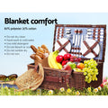 Alfresco 4 Person Picnic Basket Set Insulated Blanket Storage