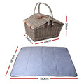 Alfresco 4 Person Picnic Basket Set Insulated Blanket Bag