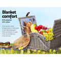 Alfresco 4 Person Picnic Basket Set Insulated Blanket Bag