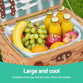 Alfresco 2 Person Picnic Basket Cooler Bag Wooden Plates