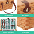Alfresco 2 Person Picnic Basket Cooler Bag Wooden Plates
