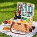 Alfresco 2 Person Picnic Basket Cooler Bag Wooden Plates