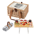 Alfresco 2 Person Picnic Basket Set Cooler Blanket Table Wooden