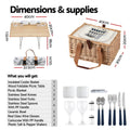 Alfresco 2 Person Picnic Basket Set Cooler Blanket Table Wooden