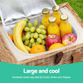 Alfresco 2 Person Picnic Basket Set Cooler Blanket Table Wooden