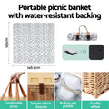 Alfresco 2 Person Picnic Basket Set Cooler Blanket Table Wooden