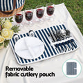 Alfresco 4 Person Picnic Basket Cooler Bag Wooden Blanket Set